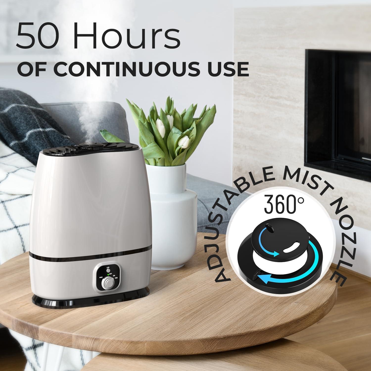 imageEverlasting Comfort Cool Mist Humidifiers for Bedroom 6L  Humidifier Large Room NoFilter Quiet Air Humidifier for Plants Allergies Dry Skin Congestion 50 Hr Run TimeWhite