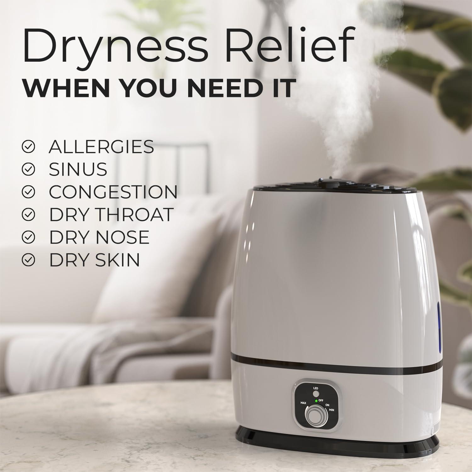 imageEverlasting Comfort Cool Mist Humidifiers for Bedroom 6L  Humidifier Large Room NoFilter Quiet Air Humidifier for Plants Allergies Dry Skin Congestion 50 Hr Run TimeWhite