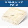 imageEverlasting Comfort Arctic Blue Faux Fur Throw Blanket for Couch  50x65 inches  Minky Fuzzy Furry Fluffy Blankets and Throws for Couch Bed ampamp SofaIvory