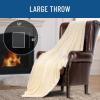 imageEverlasting Comfort Black Faux Fur Throw Blanket for Couch  50x65 inches  Minky Fuzzy Furry Fluffy Blankets and Throws for Couch Bed ampamp SofaIvory