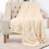 imageEverlasting Comfort Black Faux Fur Throw Blanket for Couch  50x65 inches  Minky Fuzzy Furry Fluffy Blankets and Throws for Couch Bed ampamp SofaIvory