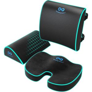 imageEverlasting Comfort Back Cushion with Seat ampamp Foot Support Bundle  Memory Foam Office Chair Cushions for AllDay Comfort  Ideal for Work Car Desk