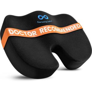 imageEverlasting Comfort Doctor Recommended Memory Foam Seat Cushion for Office Chairs ampamp Car Seat  Ergonomic Office Desk Accessories for Tailbone Pain Relief Sciatica ampamp Back SupportBlack