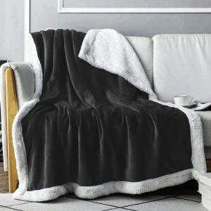 imageEverlasting Comfort Furry Sherpa Throw Blanket  Soft Fluffy Fuzzy Plush Thick Minky ThrowsMeteorite