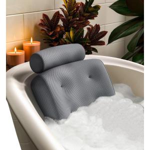 imageEverlasting Comfort Luxury Bath Pillows for Tub with Head and Neck Support  NonSlip Bathtub Pillow with Suction Cups QuickDrying Mesh ampamp Drying Hook  Bathtub Accessories for Women  WhiteGray