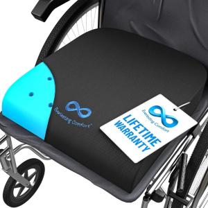 imageEverlasting Comfort Memory Foam Wheelchair Cushion  Gel Seat Cushion for Seniors and Adults  Pressure Relief and Tailbone Pain Support  Ventilated and Soft Cushion for Ultimate Comfort