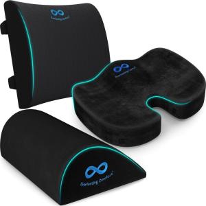 imageEverlasting Comfort Seat Cushion Lumbar Cushion Foot Rest  Perfect for Desk Office Gaming Chairs  NonSlip  All Day Comfort  Enhance Posture ampamp Relieve Back Pain