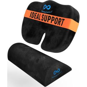 imageEverlasting Comfort Seat Cushion ampamp Foot Rest Bundle  Perfect for Desk Car Office Gaming Chairs  NonSlip  All Day Comfort  Enhances Posture Relieves Foot and Tailbone Pain Black