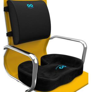 imageEverlasting Comfort Seat Cushion ampamp Lumbar Support Bundle  Ideal for Desk Car Office Gaming Chairs  Enhance Posture and Relieve Back Pain Black