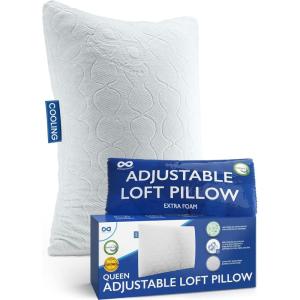 imageEverlasting Comfort Shredded Memory Foam Pillows with Adjustable Loft  2X Better Cooling  Japanese Cooling Fiber Pillow Case  Hypoallergenic Pillows for Side Sleepers QueenQueen Pack of 1