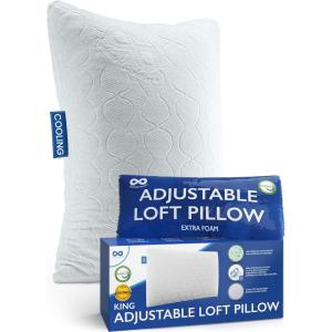 imageEverlasting Comfort Shredded Memory Foam Pillows with Adjustable Loft  2X Better Cooling  Japanese Cooling Fiber Pillow Case  Hypoallergenic Pillows for Side Sleepers QueenKing Pack of 1