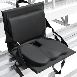 imageEverlasting Comfort Stadium Seats with Back Support  Adjustable Memory Foam Bleacher Chairs with Back and Cushion Portable Easy Folding Stadium Seat Cushion with Storage PocketBlack