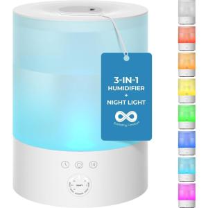 imageEverlasting Comfort Top Fill Humidifiers for Bedroom 25L  Leakproof Essential Oil Diffuser Lights Timer Quiet Ultrasonic Cool Mist Humidifier Easy to Fill ampamp Clean Auto ShutOff AromatherapyWhite