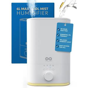 imageEverlasting Comfort Top Fill Humidifiers for Bedroom 6L High Mist Output  60HR Runtime Easy to Use ampamp Clean Ultrasonic Humidifier Large Room Humidifiers for Home Baby Plants Congestion IndoorWhite