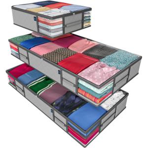 imageEverlasting Comfort Under Bed Clothes Storage Bags  Store 45 More with 1725L of Bins Space  Collapse ampamp Fold Underbed Storage Organiser for Clothes Shoes Bedding