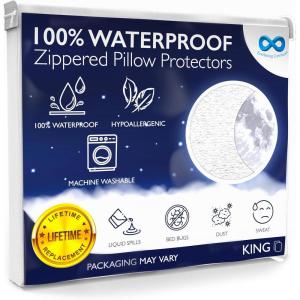 imageEverlasting Comfort Waterproof Pillow Protector Standard Pack of 2  Zippered Hypoallergenic Dust Mite ampamp Bed Bug Proof Allergy Pillow CoversKing