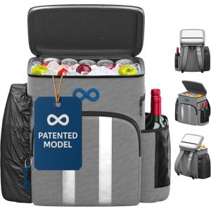 imageInsulated Backpack Cooler  54 Cans 24 Hour Cooling Wider Straps Lightweight Leak Proof Liner Portable Cooler Backpack Bag for Men Women Beach Picnic Travel Lunch Camping  Everlasting ComfortGray