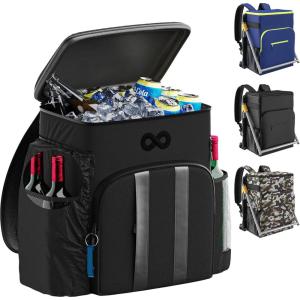 imageInsulated Backpack Cooler  54 Cans 24 Hour Cooling Wider Straps Lightweight Leak Proof Liner Portable Cooler Backpack Bag for Men Women Beach Picnic Travel Lunch Camping  Everlasting ComfortBlack